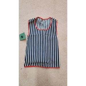 3-4T vintage toddler apron 1960s blue white striped